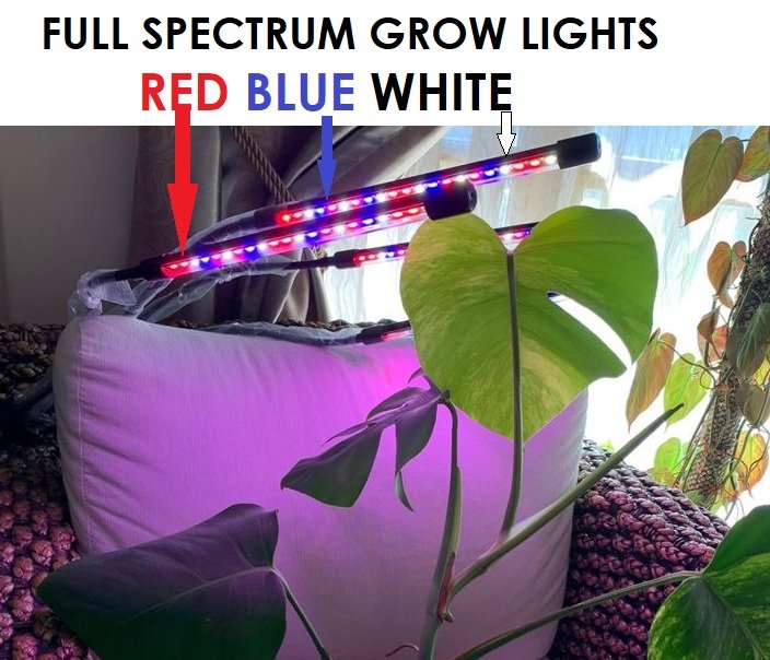 Full Spectrum (Blue, Red & White) 80 LEDs Grow Lights & Tripod Stand 2.1 Meter ,4 Heads Dimmable 4/8/12H Remote