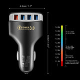 4 Port 7A 35W USB Car Charger Socket Adapter QC 3.0 5V 9V 12V Fast Quick Charge LED for Phone/Tablet/etc