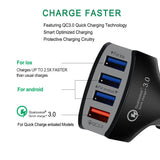 4 Port 7A 35W USB Car Charger Socket Adapter QC 3.0 5V 9V 12V Fast Quick Charge LED for Phone/Tablet/etc