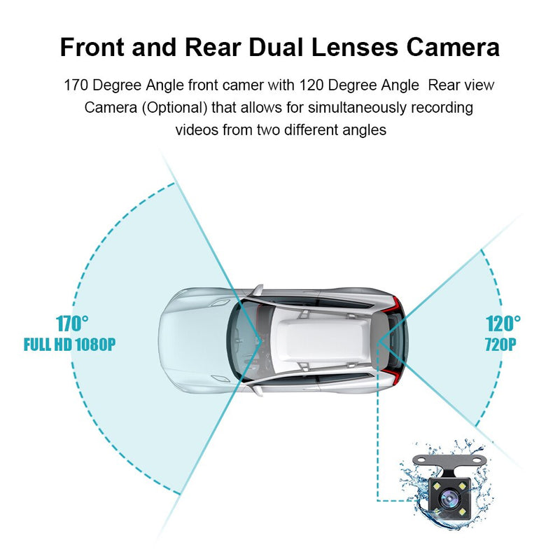 HD 1080P 5.5" Car Dash Cam Ultra-thin Touch Screen Auto Rereview Mirror Video Recorder Dual Camera