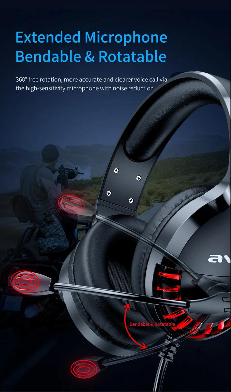 AWEI ES770i Wired Led Gaming Headphone With Microphone Stereo 7.1 Bass Sound Phone/Tablet/PS4/5/PC