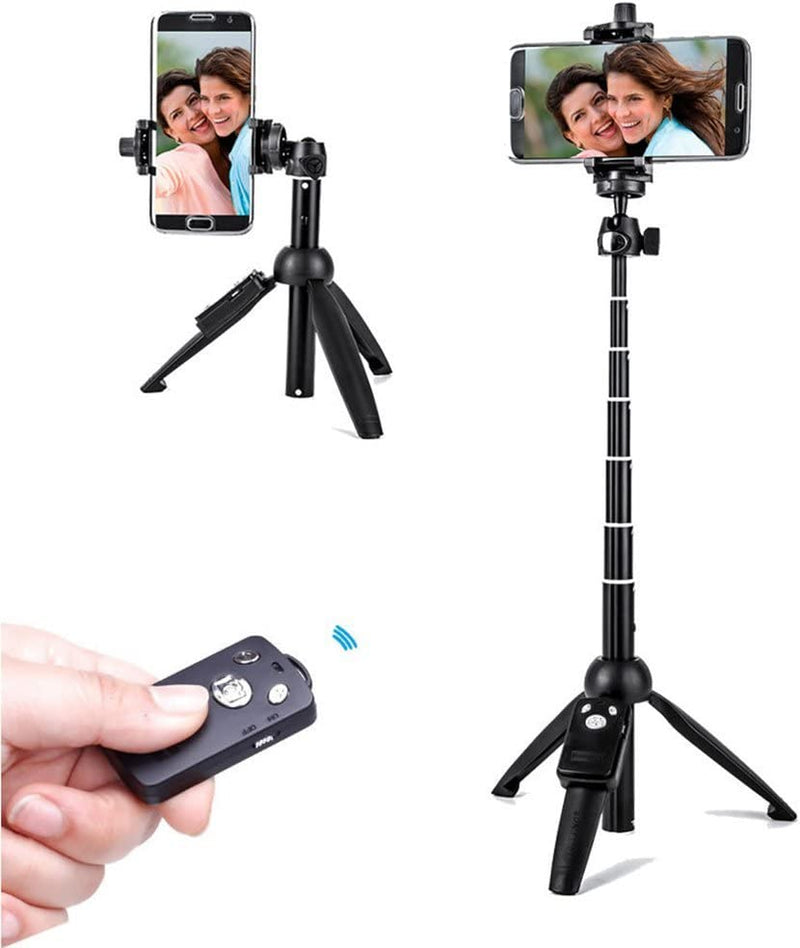 YUNTENG 9928N 2 in 1 Extra Long Extendable up to 47cm Selfie Stick Tripod Bluetooth, Phone Tripod Monopod with Wireless Remote Shutter and Tripod Stand Compatible Phone, Go Pro, Light Weight Camera