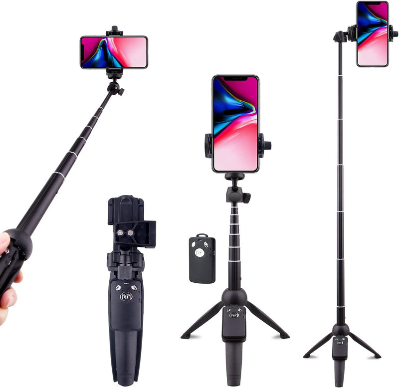 YUNTENG 9928N 2 in 1 Extra Long Extendable up to 47cm Selfie Stick Tripod Bluetooth, Phone Tripod Monopod with Wireless Remote Shutter and Tripod Stand Compatible Phone, Go Pro, Light Weight Camera