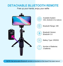 Load image into Gallery viewer, YUNTENG YT-9928N 2 in 1 Extra Long Extendable up to 47cm Selfie Stick Tripod Bluetooth, Phone Tripod Monopod with Wireless Remote Shutter and Tripod Stand Compatible Phone, Go Pro, Light Weight Camera
