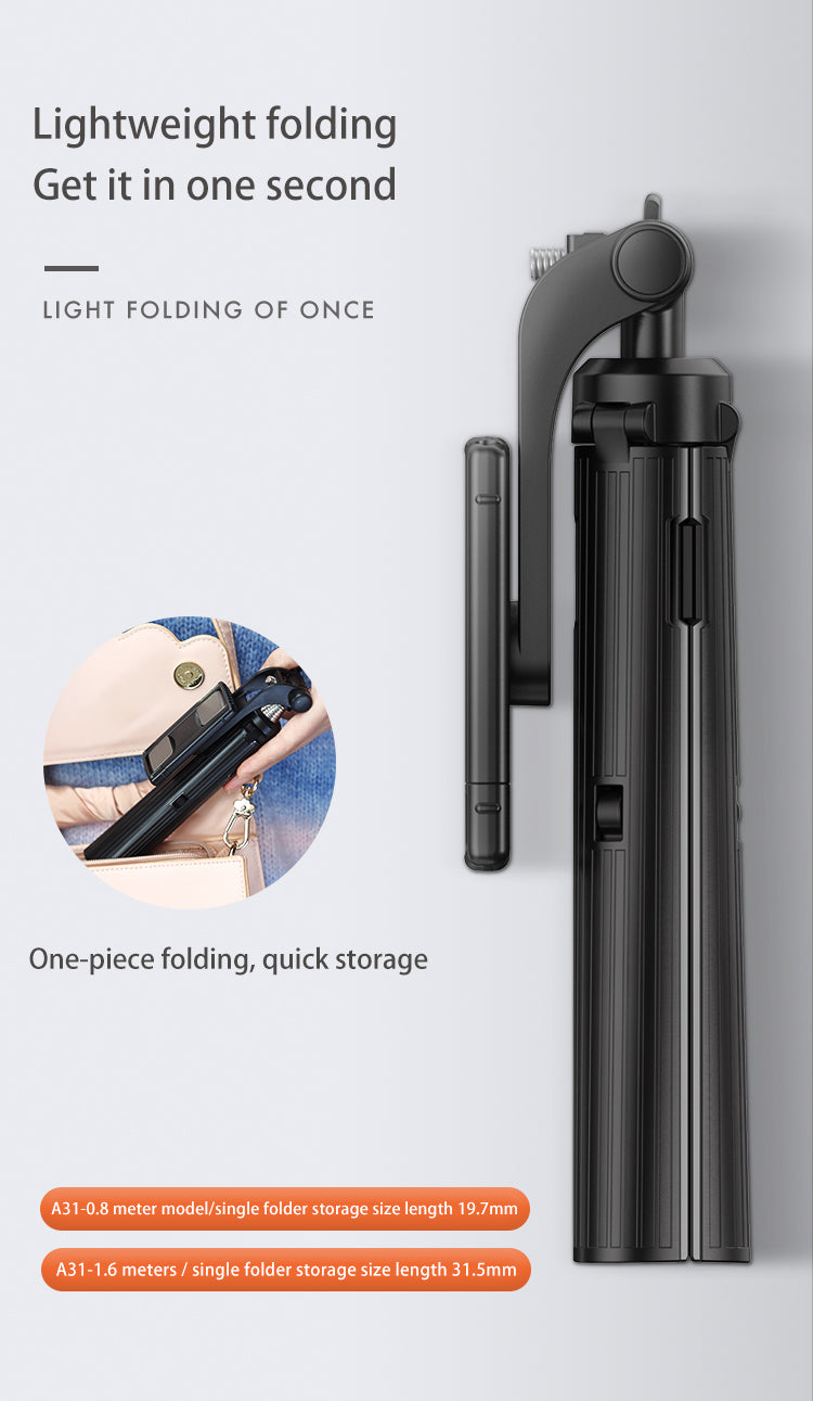 Bluetooth Selfie Stick Tripod, Extendable Selfie Stick up to 160cm with Wireless Remote & Mini Tripod Stand, Stainless Steel 360° Rotation Phone Holder for Phone Go Pro Light Weight Camera