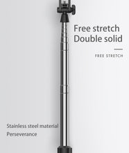 Load image into Gallery viewer, Bluetooth Selfie Stick Tripod, Extendable Selfie Stick up to 160cm with Wireless Remote &amp; Mini Tripod Stand, Stainless Steel 360° Rotation Phone Holder for Phone Go Pro Light Weight Camera
