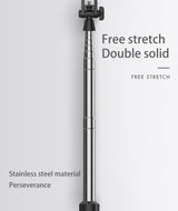 Bluetooth Selfie Stick Tripod, Extendable Selfie Stick up to 160cm with Wireless Remote & Mini Tripod Stand, Stainless Steel 360° Rotation Phone Holder for Phone Go Pro Light Weight Camera