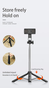 Bluetooth Selfie Stick Tripod, Extendable Selfie Stick up to 160cm with Wireless Remote & Mini Tripod Stand, Stainless Steel 360° Rotation Phone Holder for Phone Go Pro Light Weight Camera