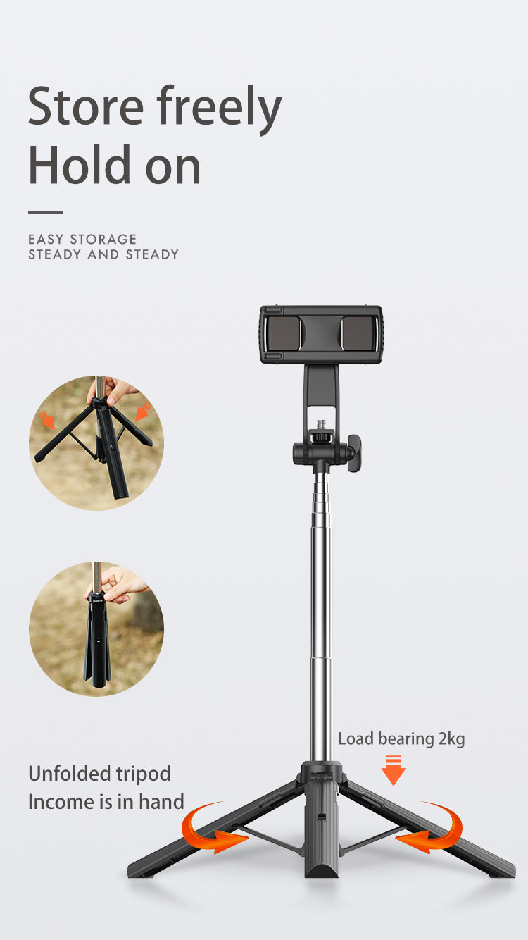 Bluetooth Selfie Stick Tripod, Extendable Selfie Stick up to 160cm with Wireless Remote & Mini Tripod Stand, Stainless Steel 360° Rotation Phone Holder for Phone Go Pro Light Weight Camera