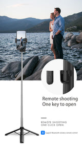 Bluetooth Selfie Stick Tripod, Extendable Selfie Stick up to 160cm with Wireless Remote & Mini Tripod Stand, Stainless Steel 360° Rotation Phone Holder for Phone Go Pro Light Weight Camera