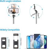 Bluetooth Selfie Stick Tripod, Extendable Selfie Stick up to 160cm with Wireless Remote & Mini Tripod Stand, Stainless Steel 360° Rotation Phone Holder for Phone Go Pro Light Weight Camera