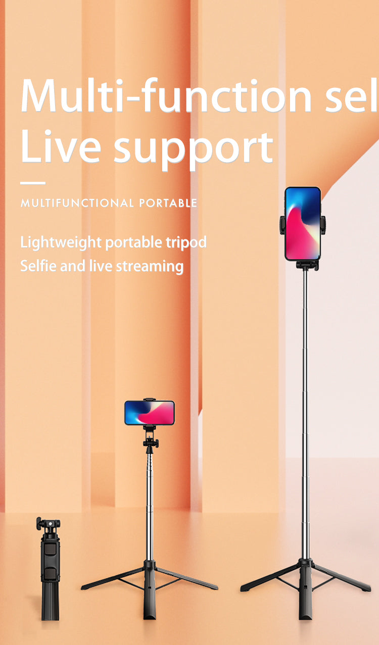 Bluetooth Selfie Stick Tripod, Extendable Selfie Stick up to 160cm with Wireless Remote & Mini Tripod Stand, Stainless Steel 360° Rotation Phone Holder for Phone Go Pro Light Weight Camera