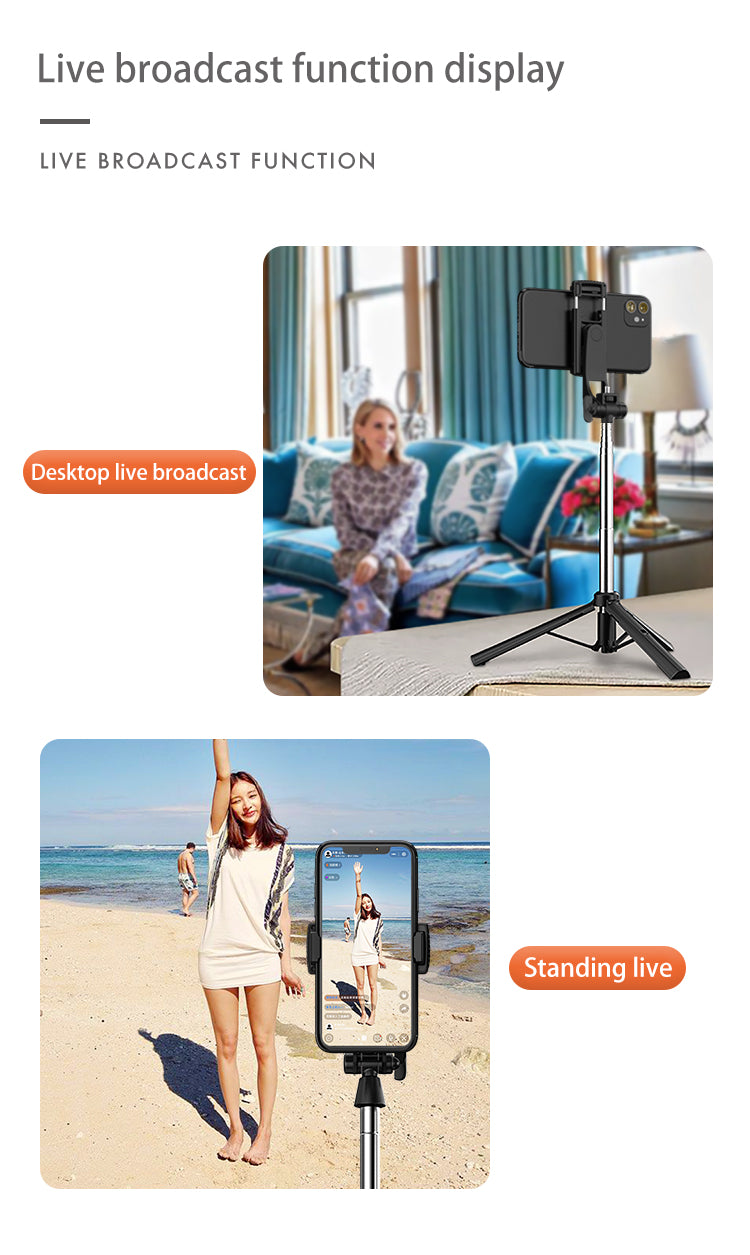 Bluetooth Selfie Stick Tripod, Extendable Selfie Stick up to 160cm with Wireless Remote & Mini Tripod Stand, Stainless Steel 360° Rotation Phone Holder for Phone Go Pro Light Weight Camera