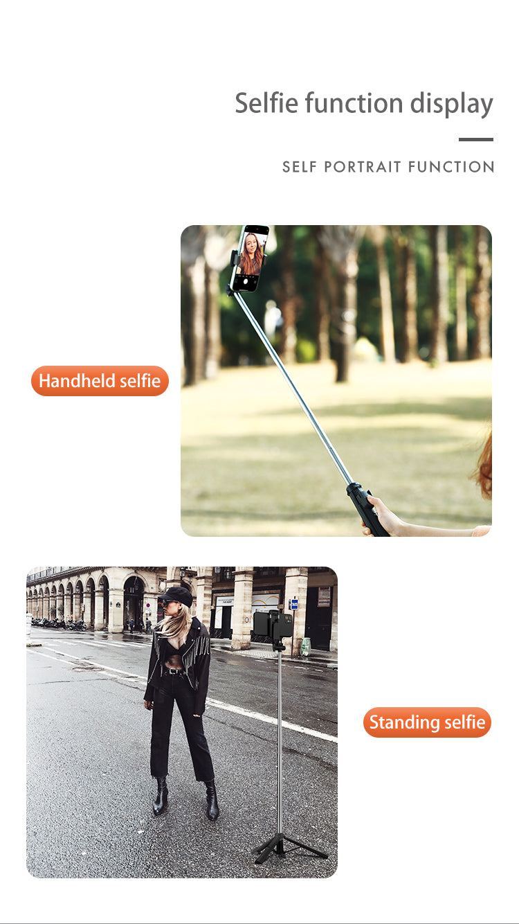 Bluetooth Selfie Stick Tripod, Extendable Selfie Stick up to 160cm with Wireless Remote & Mini Tripod Stand, Stainless Steel 360° Rotation Phone Holder for Phone Go Pro Light Weight Camera