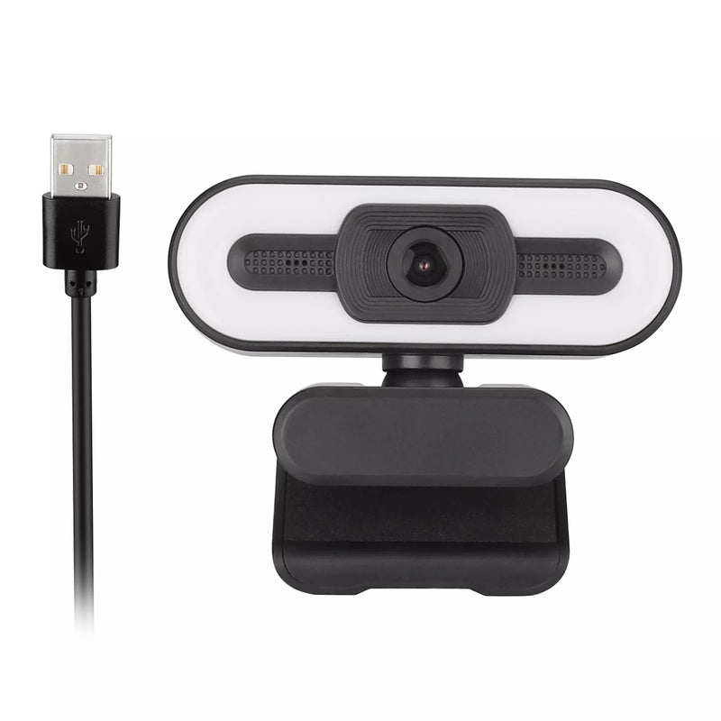 Computer Webcam High-Resolution Plug Play 2K Full HD High Resolution USB Webcam with LED Fill Light/ Microphone/ Auto Focus for PC & Laptop