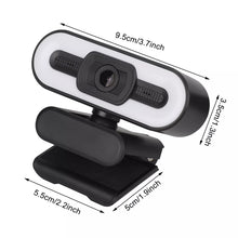 Load image into Gallery viewer, Computer Webcam High-Resolution Plug Play 2K Full HD High Resolution USB Webcam with LED Fill Light/ Microphone/ Auto Focus for PC &amp; Laptop
