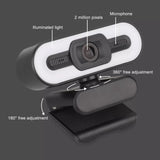 Computer Webcam High-Resolution Plug Play 2K Full HD High Resolution USB Webcam with LED Fill Light/ Microphone/ Auto Focus for PC & Laptop