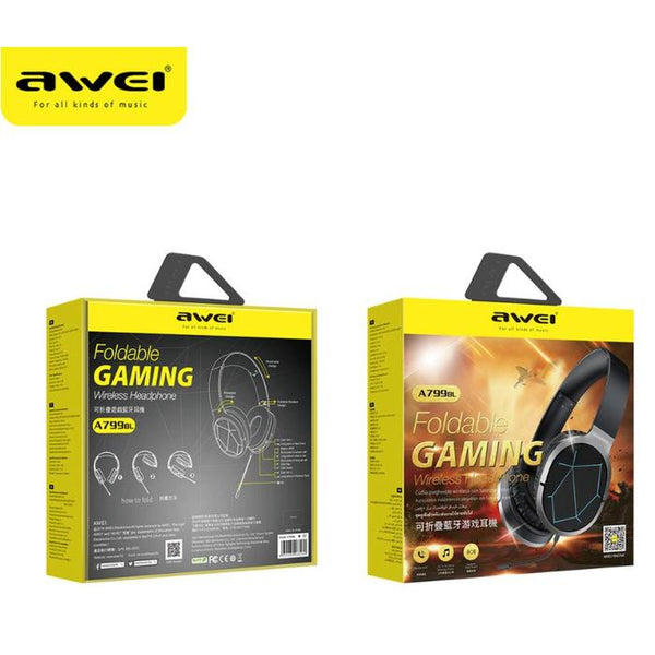 AWEI A799BL Gaming Headset Bluetooth Headphones Stereo Foldable Noise Reduction Light Weight & Microphone