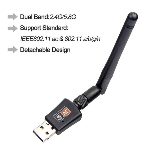 Dual Band 600Mbps USB WIFI Network Adapter + 5DBI Antenna (Driver Free)