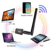 Load image into Gallery viewer, Dual Band 600Mbps USB WIFI Network Adapter + 5DBI Antenna (Driver Free)
