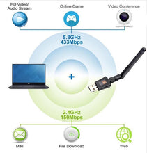 Load image into Gallery viewer, Dual Band 600Mbps USB WIFI Network Adapter + 5DBI Antenna (Driver Free)
