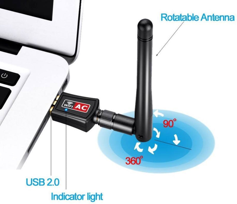 Dual Band 600Mbps USB WIFI Network Adapter + 5DBI Antenna (Driver Free)