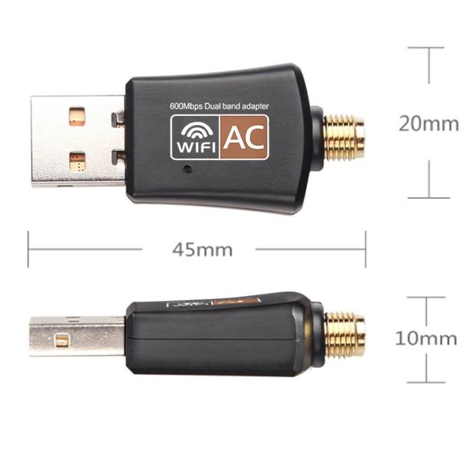 Dual Band 600Mbps USB WIFI Network Adapter + 5DBI Antenna (Driver Free)