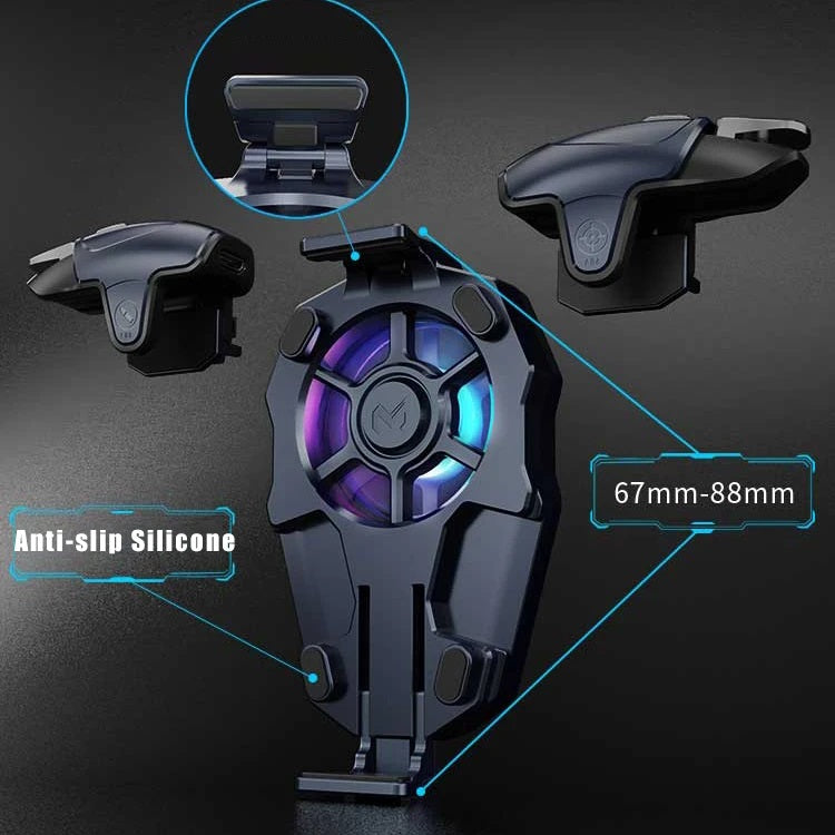 MEMO AK03 Multi-function Adjustable Gear Low Noise Mobile Phone Shooting PUBG Game Gaming Controller Joystick Trigger Gamepad Cooler with RGB Light