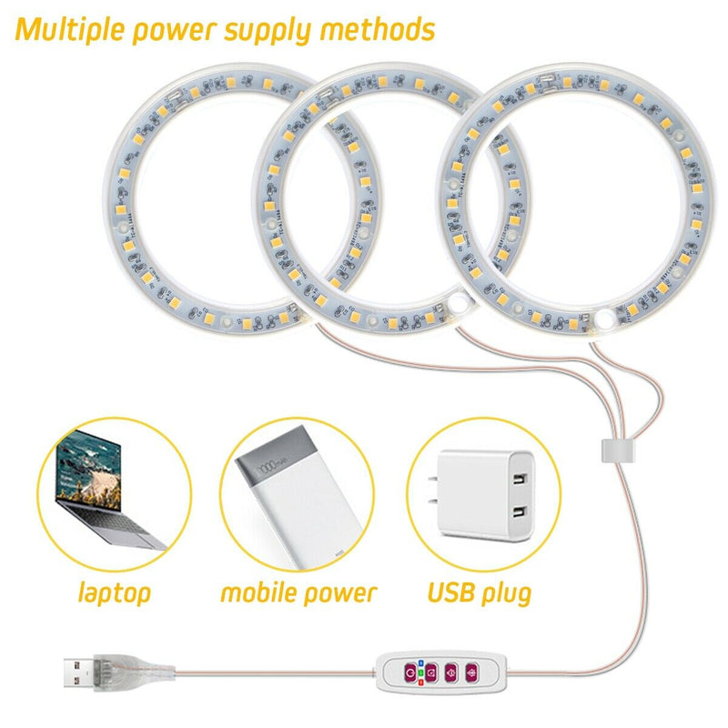 Three Ring Angel Ring Plant Growth Light Sunlight Warm White Phyto lamp USB Waterproof Nursery Lamp Indoor Plants