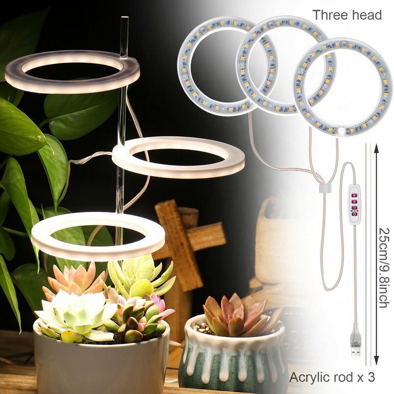 Three Ring Angel Ring Plant Growth Light Sunlight Warm White Phyto lamp USB Waterproof Nursery Lamp Indoor Plants