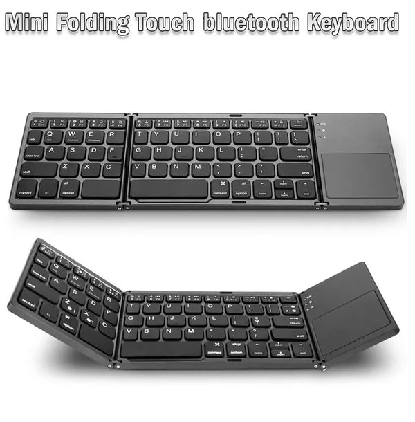 Wireless Blutooth Foldable Slim Keyboard with Touch Pad for Phone/Tablet/Laptop/Smart TV, Support iOS/Android/Window