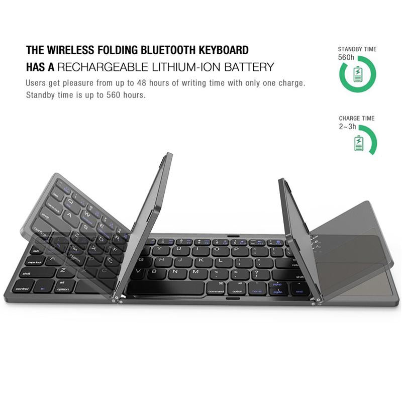 Bluetooth Wireless Foldable Keyboard with Touch Pad for Phone/Tablet/PC Multiple System Support