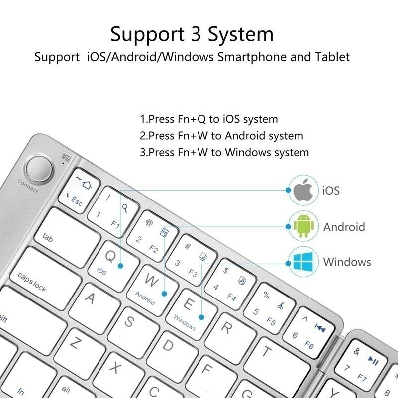 Bluetooth Wireless Foldable Keyboard with Touch Pad for Phone/Tablet/PC Multiple System Support