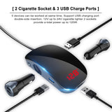 2 Cigarette Socket &  USB Multi-Directional With All Around Docket Digital LED Display