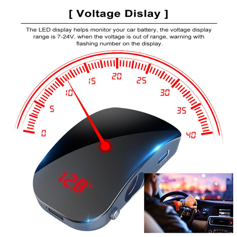 2 Cigarette Socket &  USB Multi-Directional With All Around Docket Digital LED Display