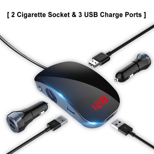 2 Cigarette Socket &  USB Multi-Directional With All Around Docket Digital LED Display