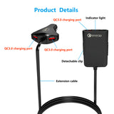 60W 12A USB Car Charger 4 Ports Mobile Phone QC 3.0 Fast Charging Charger 1.7m Extension CABLE  Rear Back Seat USB Car Adapter Adapter