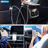 60W 12A USB Car Charger 4 Ports Mobile Phone QC 3.0 Fast Charging Charger 1.7m Extension CABLE  Rear Back Seat USB Car Adapter Adapter