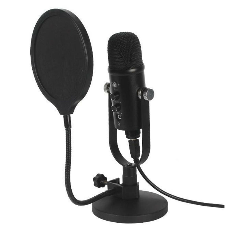 USB Condenser Microphone HIFI DSP Noise Reduction Reverberation Adjustable Built-In Sound Card