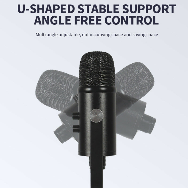 USB Condenser Microphone HIFI DSP Noise Reduction Reverberation Adjustable Built-In Sound Card