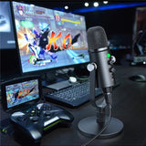 USB Condenser Microphone HIFI DSP Noise Reduction Reverberation Adjustable Built-In Sound Card