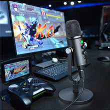 Load image into Gallery viewer, USB Condenser Microphone HIFI DSP Noise Reduction Reverberation Adjustable Built-In Sound Card with Stand
