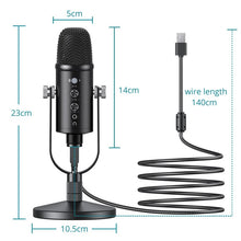 Load image into Gallery viewer, USB Condenser Microphone HIFI DSP Noise Reduction Reverberation Adjustable Built-In Sound Card with Stand
