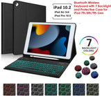 Bluetooth Wireless Keyboard Smart Case with 7 LED Backlight and Protective Case for iPad 7/8/9th Gen 10.2"