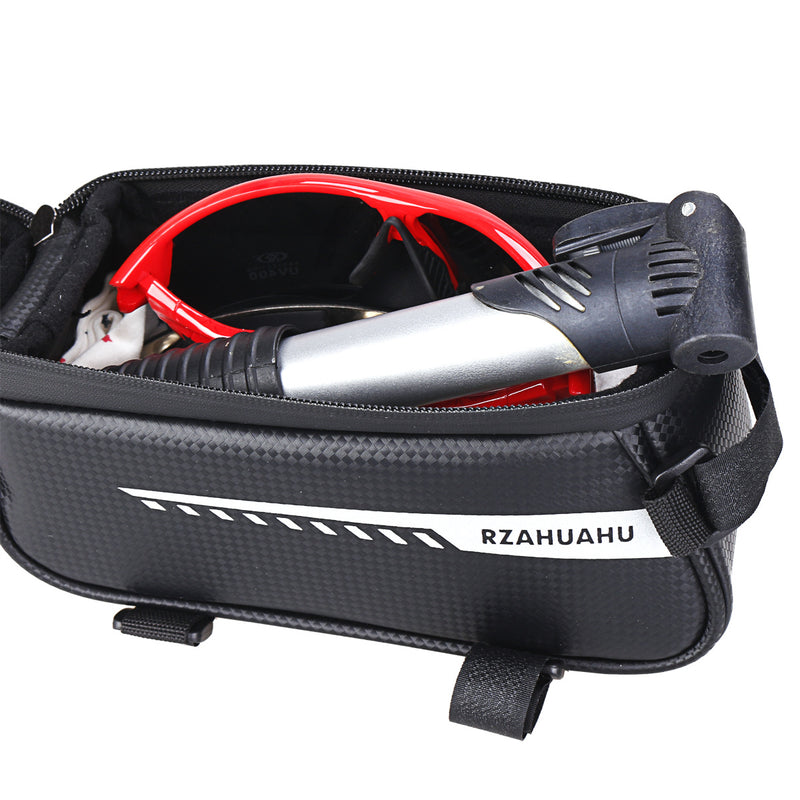 RZAHUAHU Waterproof Bicycle Phone Mount Bags Front Frame Top Tube Bag with Touchscreen Phone Holder Case (YA-001)