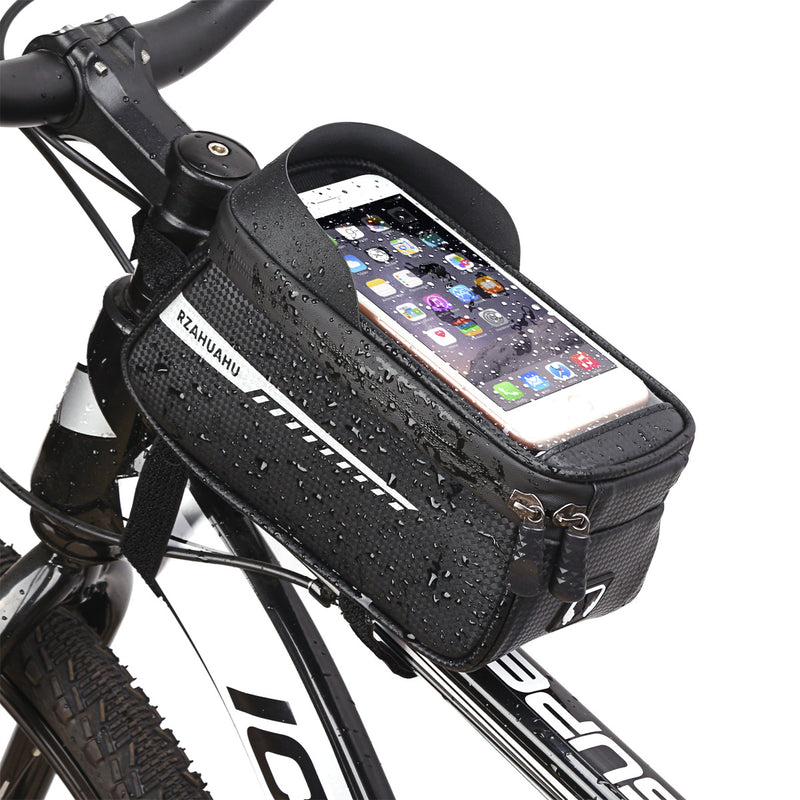 RZAHUAHU Waterproof Bicycle Phone Mount Bags Front Frame Top Tube Bag with Touchscreen Phone Holder Case (YA-001)