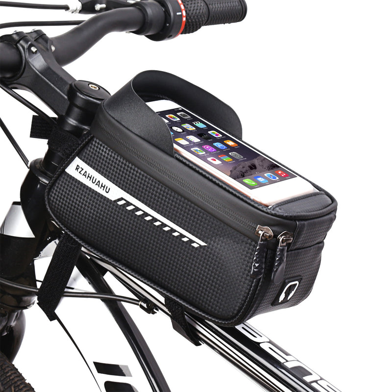 RZAHUAHU Waterproof Bicycle Phone Mount Bags Front Frame Top Tube Bag with Touchscreen Phone Holder Case (YA-001)