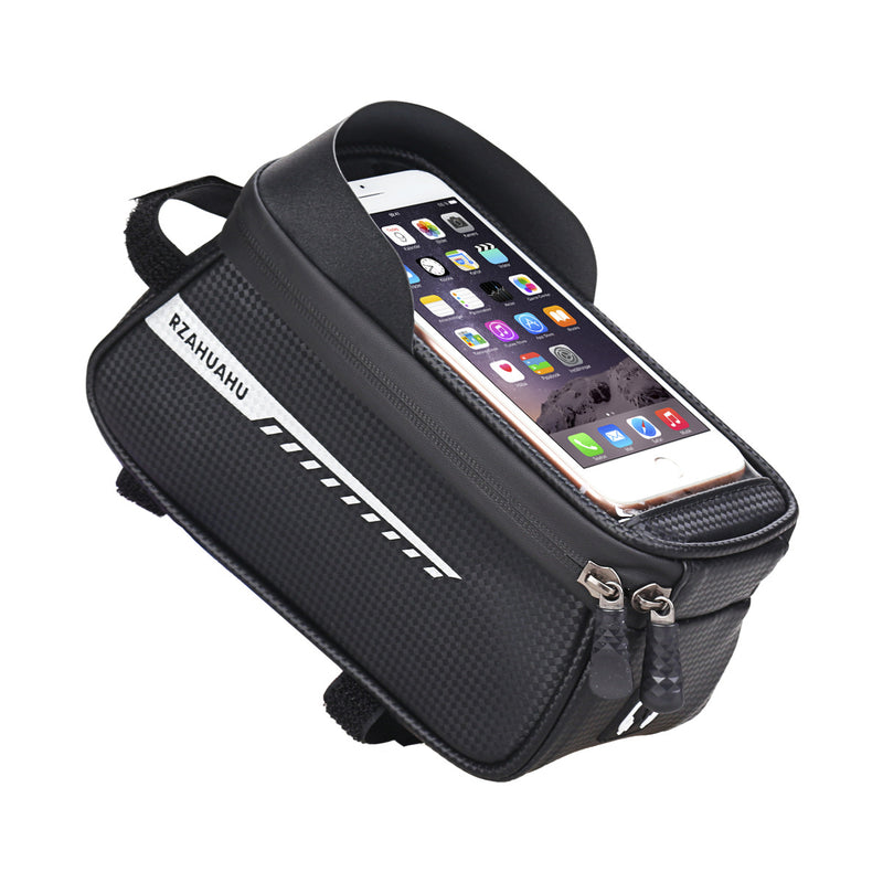 RZAHUAHU Waterproof Bicycle Phone Mount Bags Front Frame Top Tube Bag with Touchscreen Phone Holder Case (YA-001)