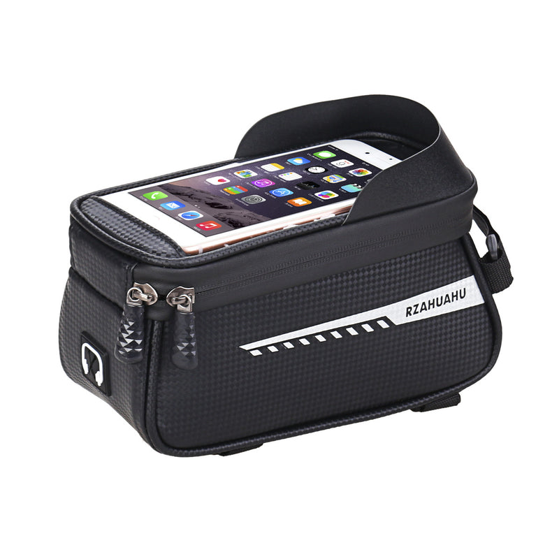 RZAHUAHU Waterproof Bicycle Phone Mount Bags Front Frame Top Tube Bag with Touchscreen Phone Holder Case (YA-001)