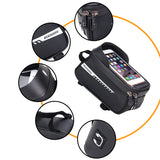 RZAHUAHU Waterproof Bicycle Phone Mount Bags Front Frame Top Tube Bag with Touchscreen Phone Holder Case (YA-001)